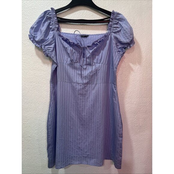 Shein Purple Puff Sleeve Y2K Dress SZ 1XL Babydoll Ruffle V Neck - Picture 2 of 13